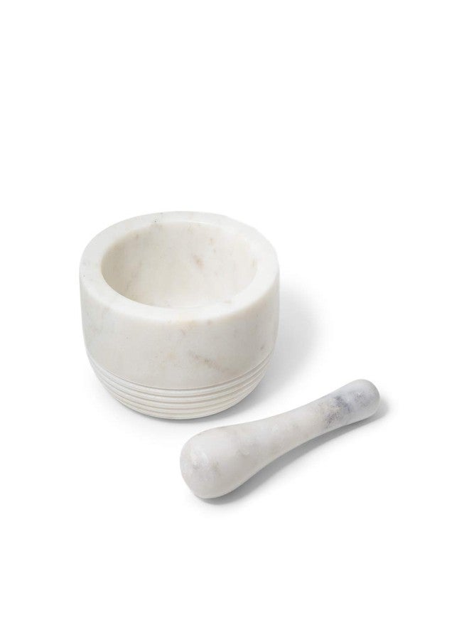 Ellementry White Marble Mortar & Pestle, Stone Grinder for Spices & Seasoning - Image 3